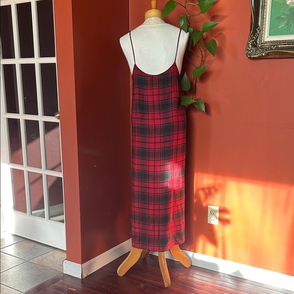 Zara Red and Dark Grey Plaid Maxi Dress - Picture 6 of 8